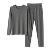 Ropa de Otoño Conjunto de Pantalones de Otoño Estilo Primavera y Otoño para Hombre Conjunto de Pijama de Modal de Manga Larga y Pantalón Largo Ropa de Casa Estilo Hombre