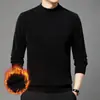 Suéter Masculino de Veludo de Mico Espesso Peça Única 2025 Outono e Inverno Novo Estilo Gola Alta Meio Quente Malha Base para Homens