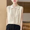 Cárdigan de Punto sin Mangas con Cuello Polo Otoñal Transfronterizo para Mujer, Elegante Chaleco para Usar por Debajo o por Encima con Cuello Solapa para Combinar con Polos