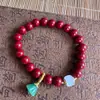 Pulsera Popular Estilo Chino de Arena Púrpura y Dorada para Mujer con Colgante de Loto, Cinabrio de Bajo Contenido, Venta Directa de Fábrica