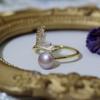 Anillo Abierto de Perla de Agua Dulce Natural para Mujer Anillo Personalizado Cola de Pez Sirena Chapado en Cobre Dorado Estilo Retro Ajustable