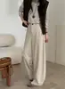 2026 Inverno Estilo Coreano Retrô Calça de Perna Larga Feminina Cintura Alta Emagrecedora Calça Reta Temperamento Deslocamento Alto Padrão 082