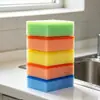 Esponja de limpeza colorida dupla face para uso na cozinha, lavagem de louça e esfregar panelas e frigideiras; bloco de esponja espesso, de alta densidade, absorvente, atacado