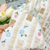 Tela de gasa doble de algodón crepé con estampado de oso de dibujos animados, pijamas para bebé, toalla de baño para bebé