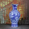 Porcelana Azul e Branca Cerâmica Antiga Jingdezhen Estilo Chinês Sala de Estar Arranjo de Flores Garrafa de Porcelana Decoração Suporte Antigo Vaso Ornamentos Casa