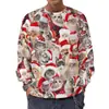 Navidad Geek Europea y Americana Grinch Pelo Verde Equipo Geek Cuello Redondo para Hombre Impresión Digital 3D Casual Manga Larga Base