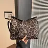 Bolsa Transversal Feminina Outono e Inverno, Bolsa Transversal Texturizada, Estampa de Leopardo, Grande Capacidade, Bolsa Feminina Simples de Alça Larga, Bolsa Transversal Feminina