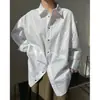Otoño Nuevo Simple y de Moda Europeo y Americano Silueta Solapa Camisa Blanca Casual Holgada Aspecto Adelgazante Top Cómodo para Mujer