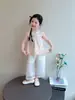 Conjunto Hanfu para Meninas Verão 2026 Novo Estilo Estilo Nacional Chinês Melhorado Infantil Fino Manga Curta Calça de Perna Larga Conjunto de Duas Peças