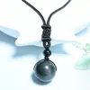 Collar Colgante de Piedra Ojo de Tigre Rojo y Amarillo Natural, Colgante Amuleto de la Suerte con Perla de Ojo Arcoíris de Obsidiana y Perla de Ágata Roja