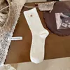 Songmu "Calcetines de Cachemir con Botones Estilo Coreano para Mujer Otoño Invierno Nuevos Espesos Micro-Compresión Media Caña Arrugados de Moda"