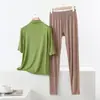 Conjunto de Traje Casual de Modal para Mujer, Conjunto de Dos Piezas Delgado Holgado de Talla Grande para Verano que se Puede Usar Afuera