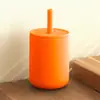 Taza de Agua de Color Sólido Simple Moderna Nueva Taza con Popote Recto de Silicona Taza de Silicona