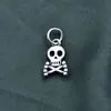 Colgante de Calavera Hueso de Plata de Ley S925 Accesorios Hechos a Mano para DIY Material de Cuerda Trenzada para Pulsera Colgante del Bosque de Cadáveres de Xizang