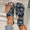 Sandalias Étnicas de Gran Tamaño Transfronterizas para Mujer Verano 2024 Nuevas Sandalias Planas de Dedo Separado Estilo Romano Estampadas