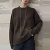 Estilo Nuevo Europeo y Americano Cuello Redondo Lana Engrosada Cálido Holgado Perezoso Suéter Pulóver Camisa Base para Mujer Otoño e Invierno Manga Larga Suéter de Cachemira