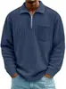 Nova Camisa Polo Casual Masculina Amazon Outono/Inverno 2025 com Gola Alta, Bolsos com Zíper e Mangas Longas em Veludo