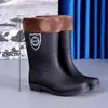 Zapatos de agua para hombre extra grandes de protección laboral, botas de lluvia cálidas para mujer para cocina, pesca, impermeables con forro polar hasta la pantorrilla, botas de lluvia de caña alta, zapatos de goma