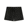 Estilo Perezoso de Chica Popular en Casa, Shorts de Lunares para Mujer, Shorts de Verano de Cintura Alta con Cordón que Muestran la Longitud de las Piernas, Pantalones Cortos Casuales de Yoga Ajustados al Cuerpo, Algodón