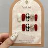 [Puro tiro real feito à mão] vinho tinto menina nova treliça de diamante branco puro handmade wearable armadura destacável curto
