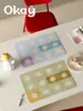 Mantel de Cuero con Patrón de Estrellas sobre Fondo Verde, Estilo Coreano Versátil Impermeable y a Prueba de Aceite Limpiable Sin Lavado, Esterilla Aislante del Calor, Alfombrilla para Ratón de PVC, Posavasos/Posaplato