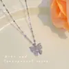 Collar de Acero de Titanio con Mariposa de Zirconia para Mujer, No se Desvanece, Colgante de Celebridad de Internet de Nicho, Cadena de Clavícula Versátil de Lujo Ligero, Venta al por Mayor a partir de una Pieza