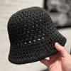 Sombrero de Pescador de Punto Hueco Transpirable de Primavera y Verano Estilo Japonés para Niños Combinación Perfecta Moda Que Muestra la Cara Pequeño Parasol Sombrero de Cubo Moderno