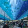 Hermosas Cortinas de Gasa que se Mueven con el Viento, Toldo Parasol, Estilo Océano Azul, Punto Fotográfico de Mercado, Decoración de Techo de Lugar Escénico Cortinas de Gasa