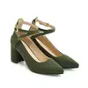 Nuevo Cinturón Cruzado Zapatos de Primavera y Otoño con Acabado Mate Punta Fina Estilo Europeo y Americano Zapatos de Comercio Exterior Tacones Gruesos Zapatos de Talla Grande T263