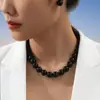 Moda Cruzada Europeia e Americana Estilo Coreano Preto com Contas Outono e Inverno Escuro Colar Material de Cristal de Vidro Corrente para Clavícula