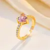 Anillo de Lujo Ligero Estilo Francés de Gama Alta con Microincrustaciones Completas de Diamantes para Mujer, Súper Brillante, Moderno, Exquisito, Versátil, Modelo Nuevo, Anillo de Venta Caliente en Transmisión en Vivo