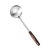 Acero inoxidable madera antigua espátula olla cuchara juego de utensilios de cocina madera maciza pala para saltear cuchara juego de utensilios de cocina mango de madera antigua al por mayor