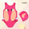 Maiô Feminino, Touca de Natação, Biquíni, Maiô Infantil Peça Única Flamingo com Estilo Coreano Princesa de Meio de Verão