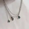 Colar Ins Coreano de Celebridade Cyber com Rosto Sorridente de Camada Dupla para Mulheres Moda Corrente de Suéter Versátil Corrente de Clavícula Acessórios de Roupa Joias