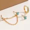 Pendientes de Borlas de Moda Europeos y Americanos, Traje Dulce Bañado en Oro con Circonitas Microincrustadas, Pendientes Personalizados de Tres Piezas para Mujer