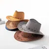Sombrero de vaquero de mezclilla occidental para hombre y mujer, gamuza vintage con cuerda a prueba de viento, ala grande, protección solar, sombrero para el sol, sombrero de viaje para lugares pintorescos