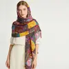 Bufanda Larga Estampada de Hilo de Bali con Empalme Geométrico Étnico Venta de Fábrica Comercio Exterior Viajes Transfronterizos y Vacaciones Protección Solar y Cálida Chal para Mujer