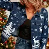 Nueva chaqueta vaquera corta de algodón puro Navidad otoño e invierno estampado 3D personalidad moderna top ajustado para mujer