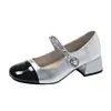Sapatos Mary Jane Retrô 2025 Primavera Novo Estilo Estilo Francês Sapatos Pequenos de Couro para Mulheres Salto Grosso Salto Alto Sapatilhas Femininas