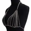 Cadena de Cuerpo Hueco ZIZ Europea y Americana, Cadena de Cadena de Garra de Pedrería Casual para el Pecho para Mujeres, Chica Caliente Sexy de Bikini