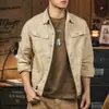 Jaqueta de trabalho retrô estilo americano para homens, leve, nova coleção 2026, camisa cáqui com gola alta, respirável e adequada para uso business casual, para vendas transfronteiriças