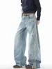 Jeans de estilo americano con franjas laterales, unisex, corte holgado, diseño de patchwork, pantalón largo de pierna curva, retro y moderno, con un diseño distintivo
