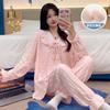 Traje de pijama para mujer estilo japonés de dibujos animados dulce perro parchal mismo estilo imitación algodón jacquard manga corta shorts cárdigan con solapa