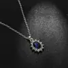 Conjunto de Collar de Zafiro Joyería de Moda Europea y Americana Pendientes de Circonita de Girasol Pendientes de Zafiro Microincrustados Collar