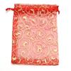 Bolsa de organza curva bronceada para pestañas, bolsa de regalo de Navidad, bolsa de gasa transparente DIY, bolsa de gasa con haz de perlas, venta al por mayor