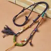 Pingente de Fio de Algodão Enrolado à Mão com Borla Corda de Fibra Vegetal Tecida à Mão DIY Acessórios de Corda para Thangka de Cera de Abelha de Xizang Estilo Antigo