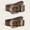 Cinturón de Estilo Europeo y Americano Transfronterizo Spice Girls Diario Textura Marrón Nicho Hebilla de Pin Patrón Especial Impreso Cinturón por Lotes para Hombres y Mujeres