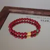 Pulseira de Cinábrio para Mulheres, Fique Rico Imediatamente, Pulseira Trançada do Ano do Zodíaco, Pulseira de Casal, Design Elástico, Nova Joia Estilo Chinês