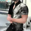 Camisa de Comercio Exterior para Hombre Casual con Líneas Geométricas Camisa Estampada para Hombre de Manga Corta Venta Directa de Fábrica Estilo Popular en Amazon