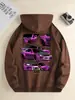 Moletom com Capuz Masculino Nova Moda Cross-Border Aliexpress, Blusa de Moletom Casual para o Dia a Dia com Cordão e Estampa de Carro